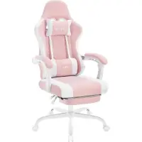 Woltu Gaming Stuhl mit Massagefunktion, Taschenfederkissen, ergonomisch, Netzstoff : Rosa+Weiß Farbe: Rosa+Weiß