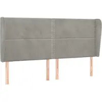 Syfax Kopfteil mit Ohren Hellgrau 203x23x118/128 cm Samt