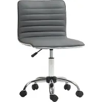 HOMCOM Ergonomischer Bürostuhl aus PolyurethanKunstleder mit verstellbarer Höhe, Büro- und Arbeitszimmerstuhl mit Drehsitz und 5 Rollen, Dunkelgrau