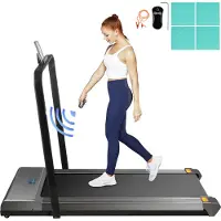 Vevor Laufband für Unter Schreibtisch Silber, Laufband klappbar Fitnessgerät Kapazität 100 kg Lauftraining kompakt mit Handlauf im Büro zu Hause Heimtrainer Professionell