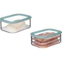 Mepal | Käse- und Wurstdosen-Set Meat and Cheese | Nordic Green | Modula Vorratsdosen | Deckel inkl. Anti-Kondensationseinsatz | Luftdicht & spülmaschinenfest