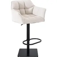 DELUKE Barhocker SIHAR - Stoff Weiß 64x45x88 cm Schwarz | Barstuhl Höhenverstellbar Mit Lehne Drehbar Tresenhocker Tresenstuhl Kneipenhocker Kneipenstuhl