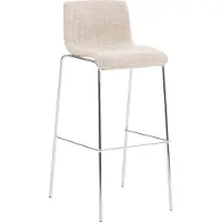 DELUKE Barhocker TENAR - Stoff Creme 43x48x100 cm Silber | Barstuhl Mit Lehne Tresenhocker Tresenstuhl Kneipenhocker Kneipenstuhl