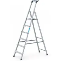 Zarges Stufenstehleiter Aluminium 6Stufen 1 seitig Plattform-H.1240mm 4,9kg eloxiert Holme - 44156