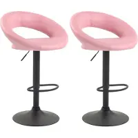 DELUKE 2er Set Barhocker MEKIM - Kunstleder Pink 53x47x80 cm Schwarz | Barstuhl Höhenverstellbar Mit Lehne Drehbar Tresenhocker Tresenstuhl Kneipenhocker