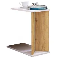 VCM Holz Beistelltisch | Couchtisch schlicht | Maße ca. H. 49 x B. 25 x T. 50 cm | Wohnzimmertisch mit zwei Fächern | Kaffeetisch - Nachto M