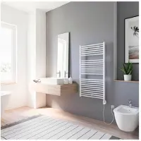 Schulte Elektrischer Handtuchwärmer Turbo Heizstab rechts 60 x 113,5 cm 300 W mit Heizstab 3 regulierbar weiß