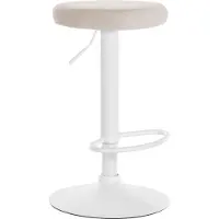 DELUKE Barhocker KAZON - Samt Creme 38.5x38.5x60 cm Weiß | Barstuhl Höhenverstellbar Tresenhocker Tresenstuhl Kneipenhocker Kneipenstuhl