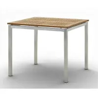 AK AS-S Edelstahl Teak Gartentisch 90x90 cm Holztisch Esstisch Tisch massive Ausführung A-Grade Teakholz Modell: KUBA