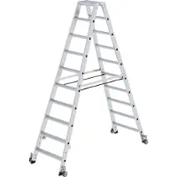 Proregal Stufen-Stehleiter beidseitig begehbar mit Rollen 2x10 Stufen