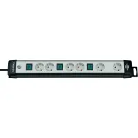 Brennenstuhl Premium-Line Technik Steckdosenleiste 6-fach schwarz/lichtgrau 3m H05VV-F 3G1,5 2-fach schaltbar spezielle Steckdosenanordnung für Netzgeräte, 1951560600