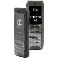 JT BERLIN Echtleder Gürteltasche Turnline| AVM FRITZ!Fon X6| schwarz| bulk| (12021)