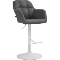 CLP Barhocker Natoma Stoff I Thekenhocker für Bar mit Gepolsterter Sitzfläche dunkelgrau Material Gestell Metall matt weiss