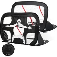VOUNOT Fußballtor für Kinder 2er Set, Klappbares 2 in 1 Pop Up Tor (120 x 80 cm)