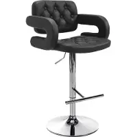 DELUKE Barhocker BURID - Kunstleder Schwarz 62x55x103 cm Silber | Barstuhl Höhenverstellbar Mit Lehne Drehbar Tresenhocker Tresenstuhl Kneipenhocker