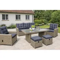 Green Spirit Asti Dininglounge-Set 7 Personen Polyrattan braun