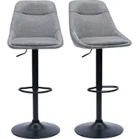 Miliboo - Verstellbare Barhocker mit 360° Drehfunktion aus texturiertem grauem Samtstoff und Metall (2er-Set) ALESS