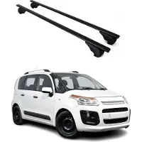 Omtec Dachträger Grundtäger für Citroen C3 Picasso 2008-2017 75kg Metall Schwarz 2 tlg