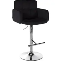 DELUKE Barhocker SUTUN - Samt Schwarz 60x56x93 cm Silber | Barstuhl Mit Lehne Drehbar Tresenhocker Tresenstuhl Kneipenhocker Kneipenstuhl