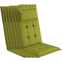 Sunnypillow 6 Stück Gartenstuhlauflagen mit abnehmbarem Kopfpolster 120 x 50 x 9 cm Hochlehner Auflage Polsterauflagen Stuhlauflage Grün