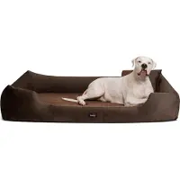 Tierlando Orthopädisches Hundebett VINCENT High-Tech-Velours (Triton) und Cord - Größe: 90x75cm | Farbe: 01 Braun