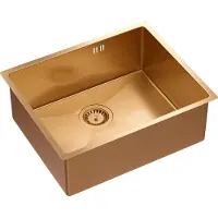 Quadron Spülbecken 1-Becken Spüle | Größe: 54 x 44 x 20,5 cm | ANTHONY 60 | Küchenspüle Edelstahlspüle mit Siphon | Kupfer Pvd