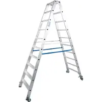 Krause Alu-Stufendoppelleiter mit Rollen, 20 Stufen