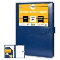 Perfect Line Klemmbrettmappe A4, mit Magnetverschluss, Kunststoffbezug in Lederoptik, mit Stiftehalter, blau