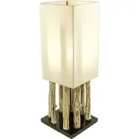 Levandeo Lampe Tischlampe aus Holz Holzlampe Tischleuchte Treibholz 51cm hoch