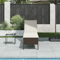 vidaXL Möbel Sonnenliege mit Auflage Braun 55x200x44 cm Poly Rattan - Gartenliegen CC4866