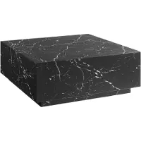 SalesFever Couchtisch 90x90 cm | quadratisch | MDF foliert in Marmoroptik | B 90 x T 90 x H 35 cm | schwarz