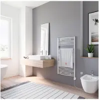 Schulte Elektrischer Handtuchwärmer Europa Heizstab rechts 60 x 113,5 cm 600 W mit Heizstab 3 regulierbar weiß