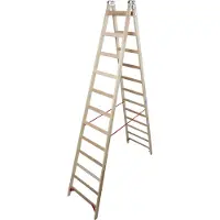 Krause STABILO Holz-Sprossen-DoppelLeiter, 2x12 Sprossen, beidseitig begehbar, 170149