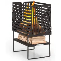 Blumfeldt Feuerschale, Outdoor Stahl-Feuerschale Groß für Balkon & Camping, Tragbarer Feuerkorb, Feuerschalen mit Standfuß, Wetterfeste Feuerschale, Rechteckige Feuerstelle