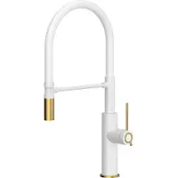 Quadron Gemma Q Line SteelQ Küchenarmatur stehend weiss mit goldenen Elementen (84818011)