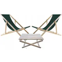 Woodok Liegestuhl mit Couchtisch – 2-teiliges Gartenmöbel-Set aus Holz, Grün – Klappbarer Relaxstuhl & Beistelltisch – Wetterfest, für Balkon, Terrasse