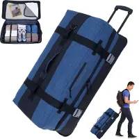 Elephant Trolley Koffer Reisetasche Travel XXL Trolly 120 Liter 80 cm Trolly Rolltasche Reisetrolley groß Gepäck Reise Tasche 13032 Blau Schwarz