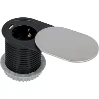 Unitec Einbautischsteckdose Schuko+USB Stahld