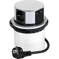Design Light DesignLight TETRABOX versenkbare 3-fach Schuko-Steckdose mit USB-Port / Steckdosenleiste / Schuko-Verteiler