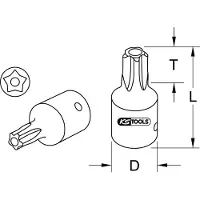 Ks Tools 911.1474-E 1/4" Bit-Stecknuss, Fünfstern mit Stirnlochbohrung, TS25, auf Hänger