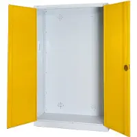 C+P Modul-Sportgeräteschrank mit Vollblech-Flügeltüren, HxBxT 195x120x50 cm, Ergo-Lock Muldengriff, Verkehrsgelb (RAL 1023), Anthrazit (RAL 7021), Einzelschließung