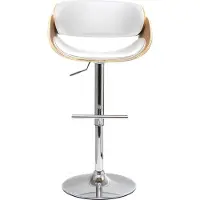 Miliboo - Design-Barhocker höhenverstellbar weiß und helles Holz BENT