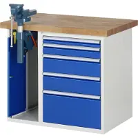 RAU Werkbank Modell 7511 mit 5 Schubladen und Schrank BxTxH 1000x700x840mm