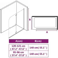 vidaXL Faltbare Duschkabine 2 Paneele ESG 120 x 140 cm