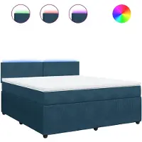 vidaXL Boxspringbett mit Matratze Blau 180x200 cm Samt