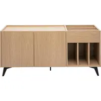 Miliboo - Buffet zur Aufbewahrung von Vinyls in hellem Eichenholzfinish mit schwarzem Metall L140 cm SEDA