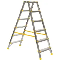 Proregal Metal Double Giraffe Doppelseitige-Aluminium-Stufenstehleiter | 6 Stufen | 132cm hoch | 150kg Tragkraft | Leiter, Trittleiter, Stufenleiter, Haushaltsleiter