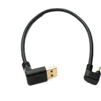 System-S USB 3.1 Kabel 30 cm Typ C Stecker zu 3.0 A Stecker 180° U Turn Winkel aufwärts gewinkelt Adapter 5 Gbit/s 100W