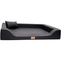 Tierlando Orthopädisches LUXUS-Hundebett MELODY LATEX Anti-Haar Kunstleder - Größe: 120x85cm | Farbe: 03 Schwarz