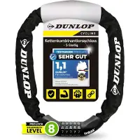 Dunlop Fahrradschloss Zahlenschloss Fahrrad Schloss - Hohe Sicherheit Level 8 - 100 cm Fahrräder Schloß mit 5er Zahlencode - Kette für Fahrrad E Bike Scooter ebike Zahlen Fahrradschloß Pro Lock